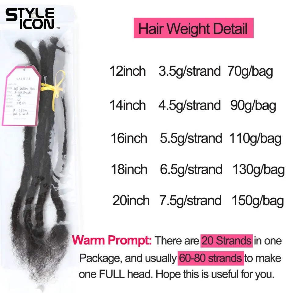 Новое прибытие дредлок оплетка человеческие волосы для наращивания 12-20 дюймов волосы для плетения Styleicon 20 прядей вязание крючком плетение пучки волос