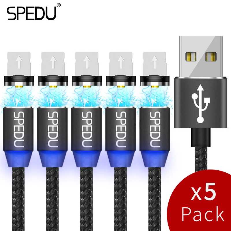 5 шт. в упаковке кабель Micro USB светодиодный магнитный для iphone 7 x Samsung galaxy S8 Xiaomi Huawei