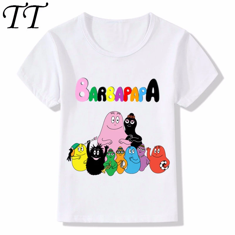 Милые забавные детские футболки barbapпа с мультяшным дизайном летние топы для