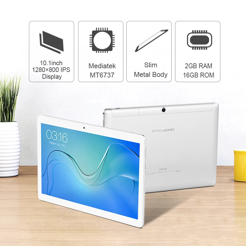 Продажа Teclast P10 4G LTE Tablet 10,1 дюйма 1280*800 Android OS 8,1 MTK6737 4 ядра 2 Гб Оперативная память 16 Гб Встроенная память двойной Камера Телефонный звонок Tablet