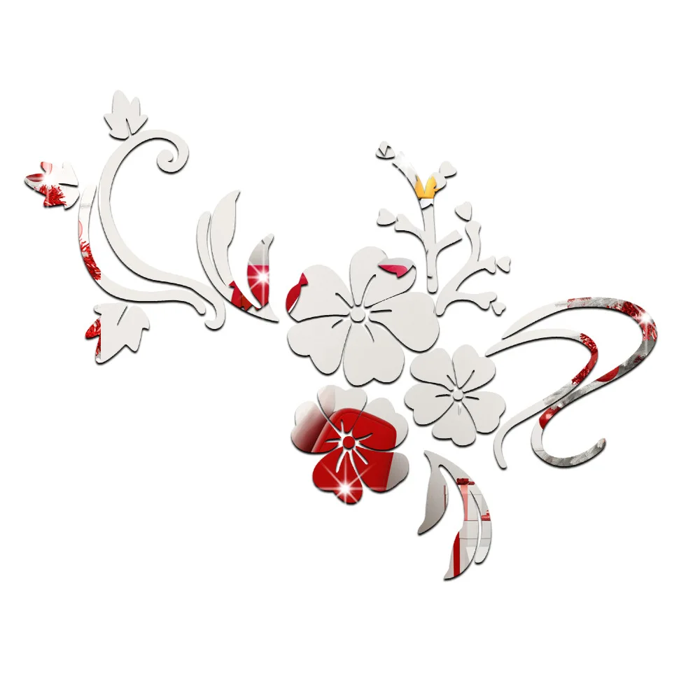 

New large Romantic Flower vine wall mirror sticker , fashion personality mirror 3D wall stickers