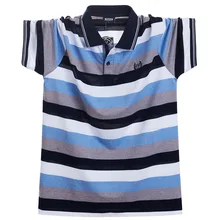 Мужская рубашка поло размера плюс, лето, Мужская Повседневная дышащая полосатая рубашка поло с коротким рукавом, хлопок, деловая рубашка поло, 5XL, одежда, топы