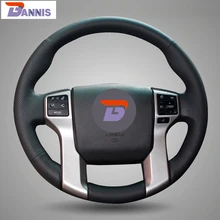 BANNIS Black Artificial Leather Hand-stitched Steering Wheel Cover for Toyota Land Cruiser Prado 2010-2014 Tundra Tacoma 4Runner