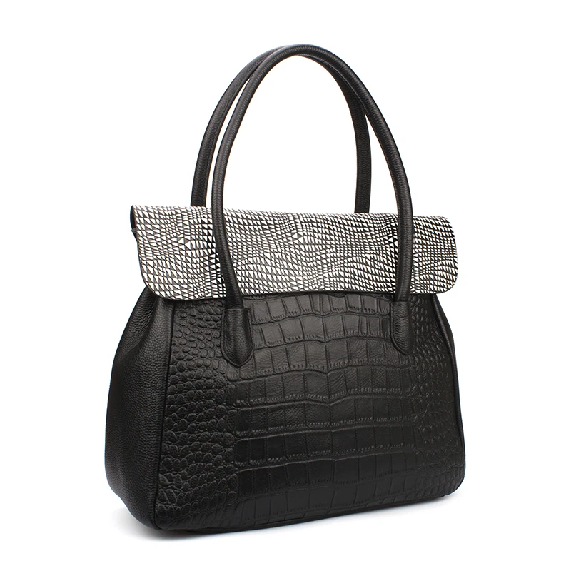 Banlear Large Tote Bag Genuine Leather for Business Women Crocodile Embossed Laptop Bag Elegant ...