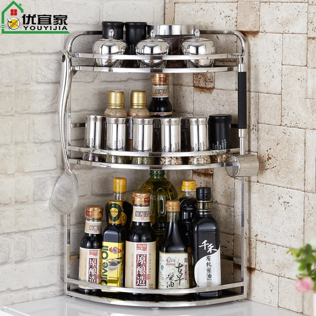 304 Stainless Steel Kitchen Shelf 3 Layer Corner Rack E 304 Stainless Steel Kitchen Shelf 3 Layer Corner Rack E Bathroom Tripod Wall Storage