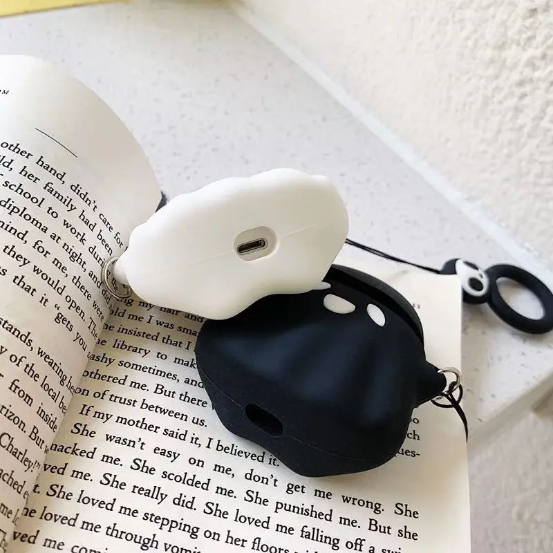 3D милый мультфильм Призрак Череп силиконовый наушник чехол для Airpods 1 2 беспроводной чехол для наушников шнур веревка Наушники Аксессуары