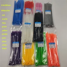 CCZDSL 3.6*200mm Self-locking Nylon Cable Ties 10 Color Plastic Zip Tie Wire Binding Wrap Straps UL Certified Tie Wraps self tie front wrap tee