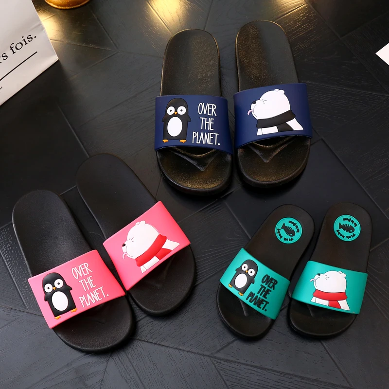 Kids Cartoon Bear Indoor Slippers Toddler Boys Girls Family Summer Home Flip Flop Baby Bedroom Shoes Children Beach Wear Sandals