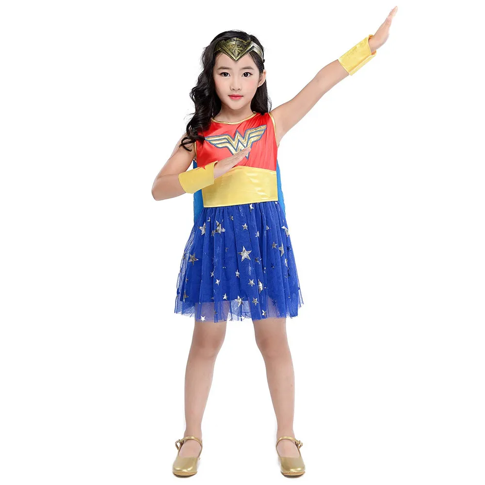 Girls Superhero Costume Fancy Dress Wonder Women Batgirl Robin Supergirl Costume DC Superhero Outfit Halloween Costume for Kids
