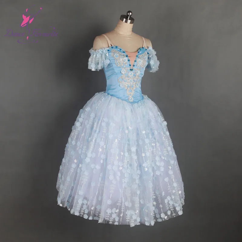 Новое поступление, бледно-голубой длинный Романтический балетный пачка, костюм для профессиональных танцев для женщин и девочек