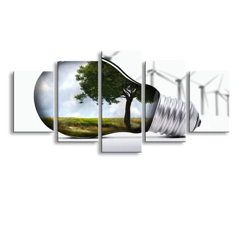 

5 pieces high-definition print light bulb canvas oil painting poster and wall art living room picture SD-5
