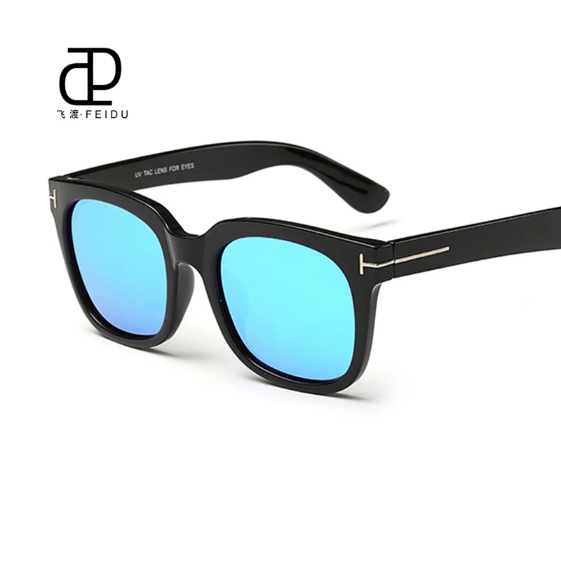 FEIDU, модные, квадратные, поляризационные солнцезащитные очки, для женщин и мужчин, фирменный дизайн, UV400 TR90, оправа, для вождения, солнцезащитные очки, Oculos De Sol Feminino - Цвет линз: Black and Blue