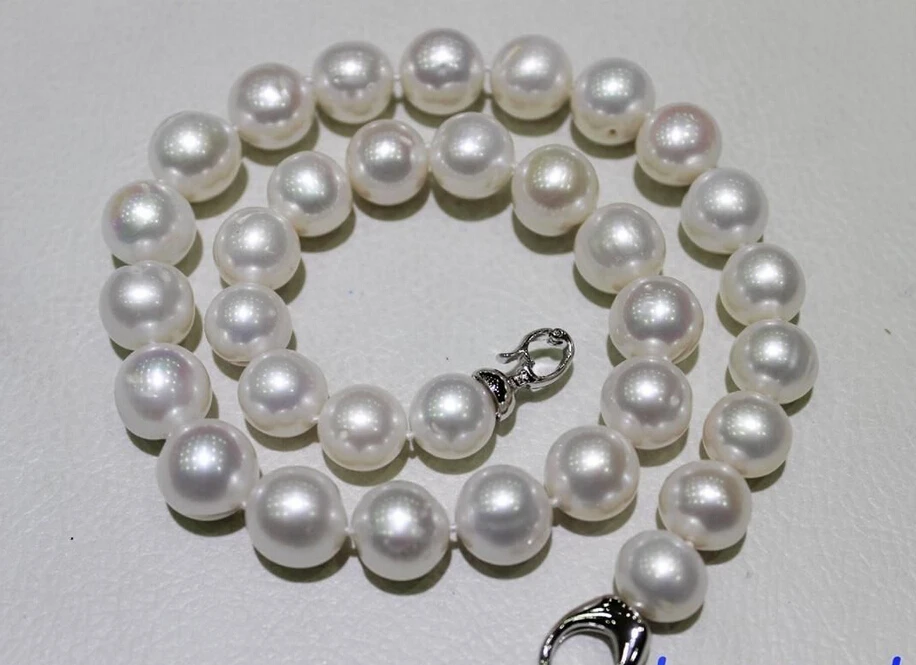 

A White coin fresh water pearl necklace DIY Material 12*13mm 17"No Metal"Handmade