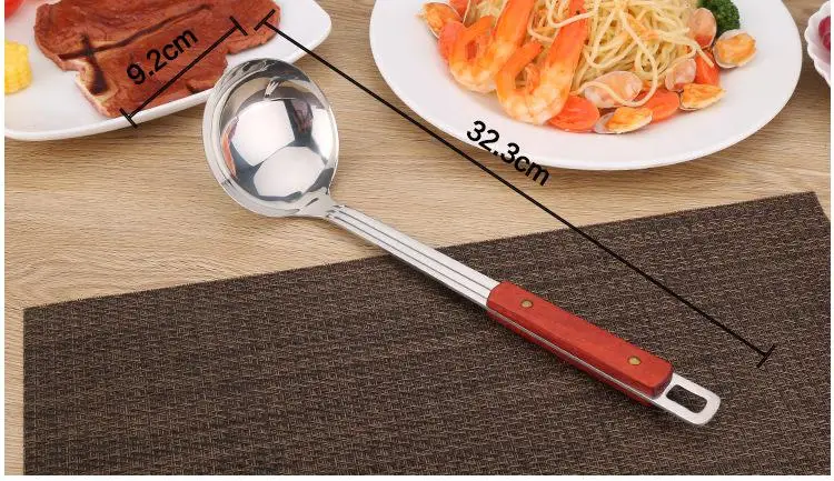 Нержавеющая Сталь деревянная ручка лопатка совок набор кухонной посуды - Цвет: 2