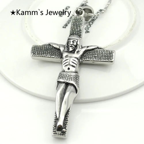 

80mm*47mm Crucifix Big Jesus Piece Cross Pendant Necklace High Quality 316L Stainless Steel Free Shipping Wholesale KP328