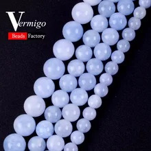 Бусины из голубого ангелита, натуральные драгоценные камни, круглые бусины с минералами для изготовления ювелирных изделий, 6-12 мм, Diy браслет Perles
