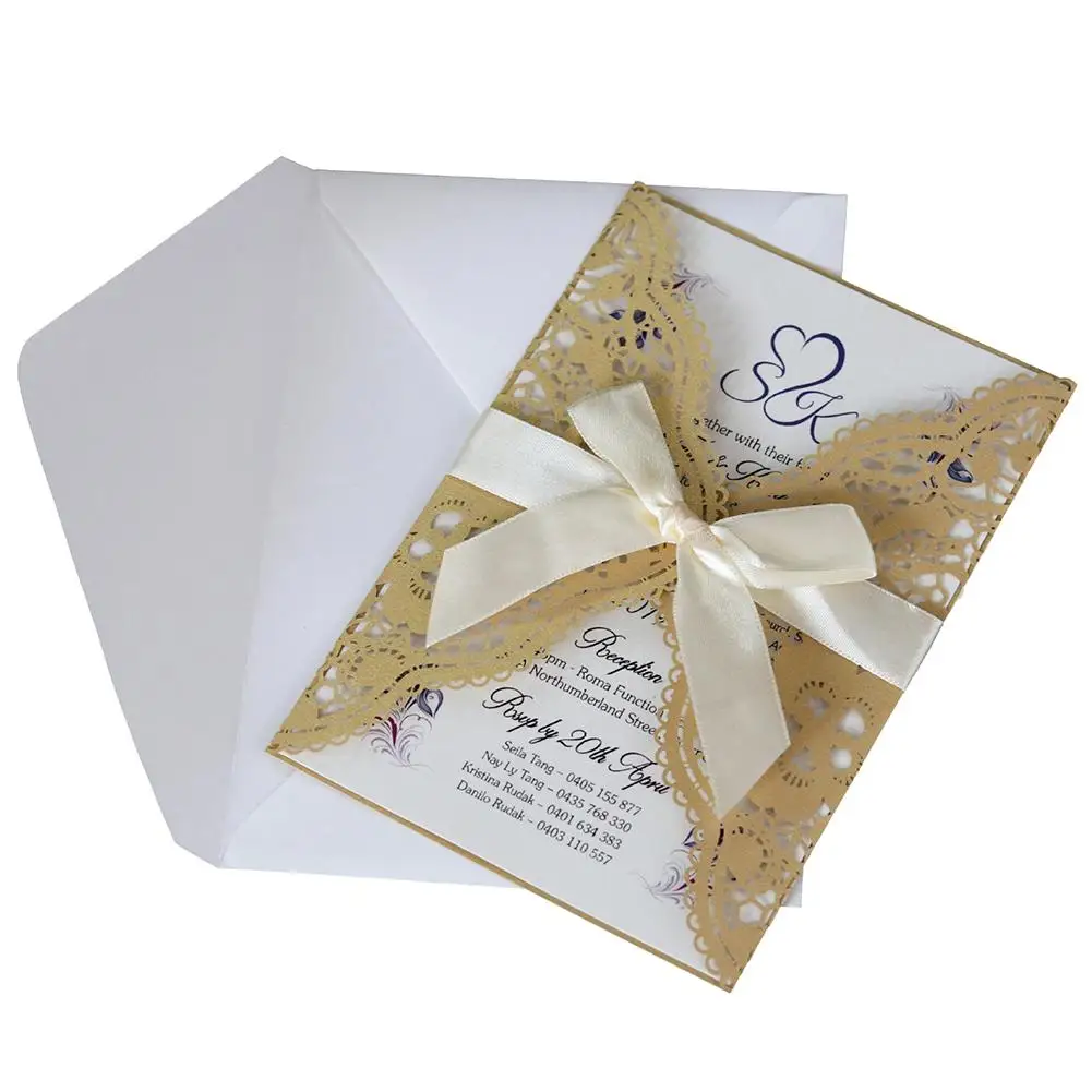  10PCS Simple European Invitations Laser Hollow Invitations Wedding Party Holiday Greeting Card For  - 33032438782