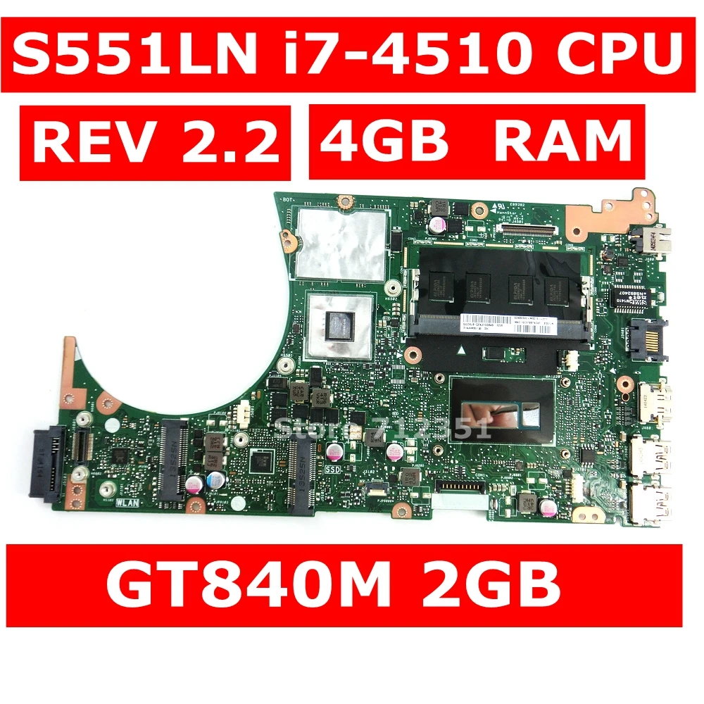 Материнская плата S551LN i7 4510 CPU 4 Гб RAM GT840M 2 REV для ASUS K551L K551LB K551LN S551L S551LB