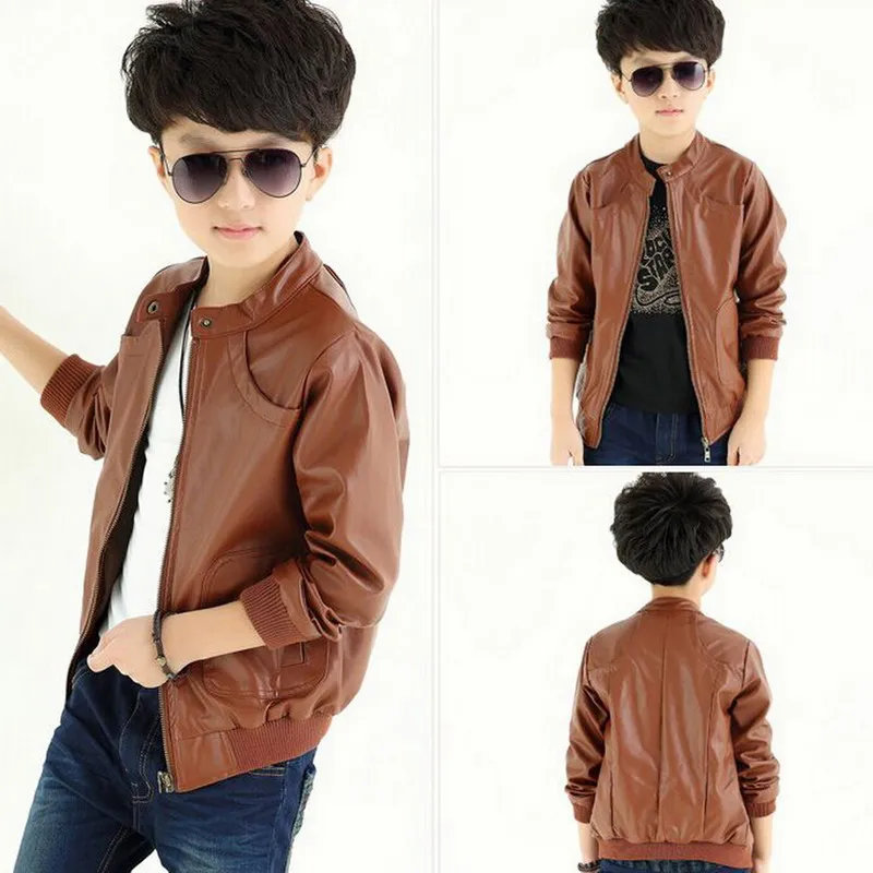 Brown Leather Jacket Boys Outdoor Jacket Brown Leather Jacket Boys Outdoor Jacket