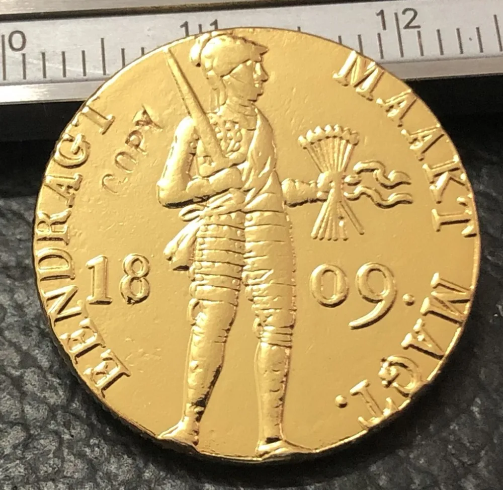 Голландская Золотая копия монеты дуката Луис Наполеона 1809|Безвалютные монеты| |