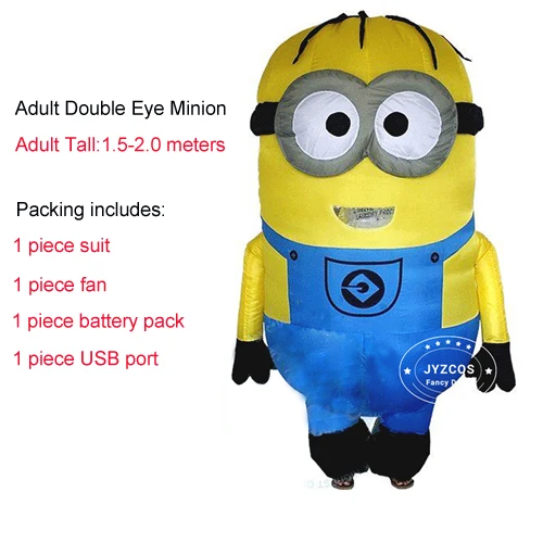 Yellow Double Eyes JYZCOS, надувной костюм Миньона для взрослых, костюм для вечеринки на Хэллоуин, костюм Миньона с двумя глазами, карнавальный костюм Пурима - Цвет: Yellow Double Eyes