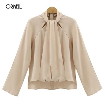 

ORMELL Office Lady Blouse Solid Color Chiffon Long Sleeve Loose Shirt 2018 Spring Fashion 3 Color Top Blusas Mujer Plus Size