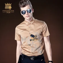 FANZHUAN Лето г. новая брендовая мужская рубашка поло, повседневный спортивный костюм с короткими рукавами рубашка в китайском стиле рубашка с вышивкой хаки Slim Fit Размеры M-5XL