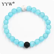 Природный камень синего цвета бусины с тигровым глазом талисманы Будда Для Женщин Браслет Из Черной Лавы Бусы из оникса Для женщин браслет 3 шт./лот