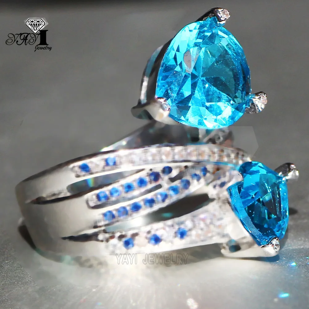 Silver Rings Silver Ring Wedding Rings YaYI Jewelry Fashion Princess Cut 5.8 CT Natural Zircon Silver Color Engagement Wedding Party Rings Size 6-12