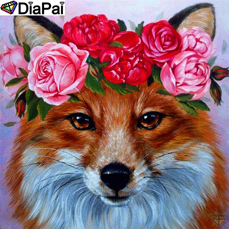 

DiaPai 100% Full Square/Round Drill 5D DIY Diamond Painting "Animal fox flower" Diamond Embroidery Cross Stitch 3D Decor A19628