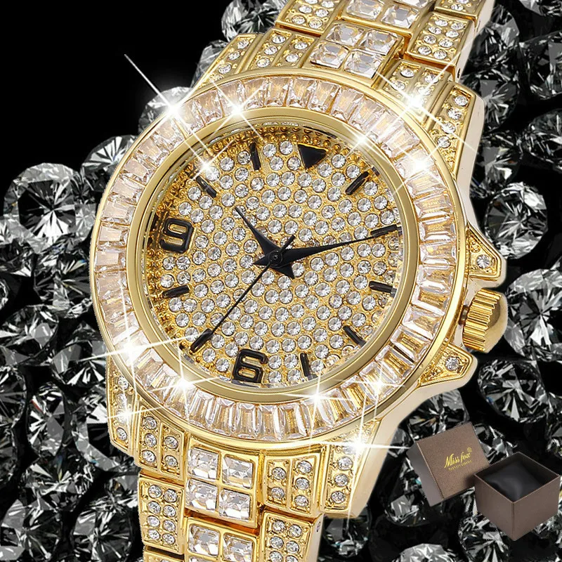 

Role Of Men Top Luxury Brand Missfox Rolexable Waterproof Watch Man Watch Hublot Full Diamond Unisex Quartz Watch With Free Box