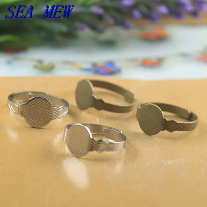 SEA MEW To Fit 10mm Round Cabochon Ring Base Settings 6 Colors