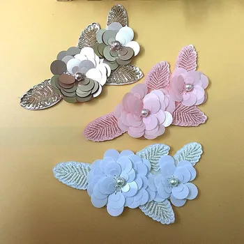 

Flowers Sequins Rhinestones Bead Brooch Patches Applique Vintage Embroidered Fabric Sew-On Patch Fashion Clothing Decoration