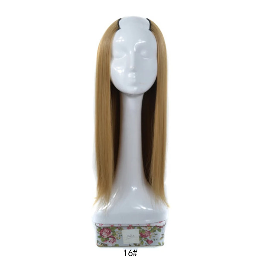 

Ombre Straight Synthetic U-part/U Shaped Wig 65cm Blue Black Grey Female Hair Clip Ins Secret Extensions High Temperature Fiber