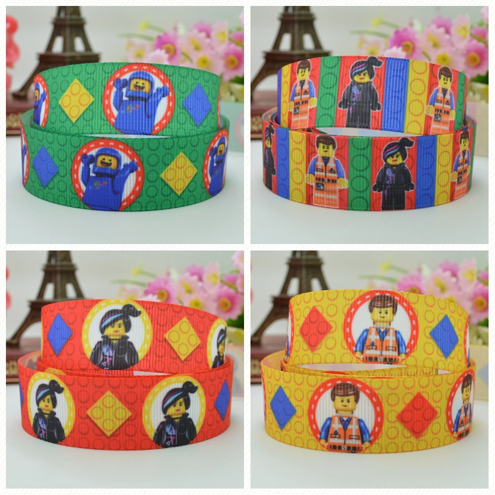 DUWES 7/8 &quot22 мм 2 5 10 20 50 ярдов игрушечные кирпичи с принтом из фильма grosgrain ribbon hai rbow DIY