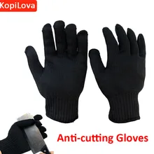 Kopilova Черные анти-режущие перчатки из нержавеющей стали с защитой от царапин, дышащие рабочие защитные перчатки