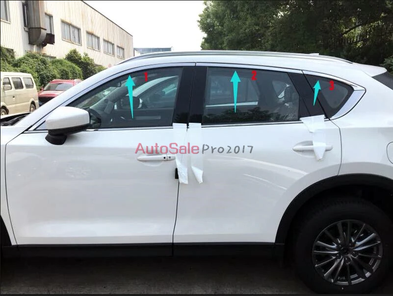 

STEEL Window Upper Sill Frame Cover Strip Molding Trim Steel 6pcs For Mazda CX-5 2018
