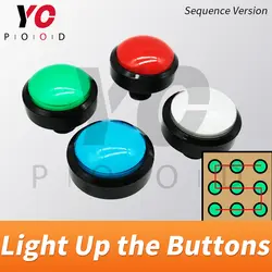 Несколько красочных кнопок Prop Escape room загораются кнопки в правильной серии, чтобы разблокировать реальную жизнь поставщика игр yopwood кнопки