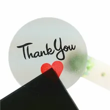 100 Pcs lot Transparent Thank you Round Sealing label Sticker With Red Heart Circular Sealing Label