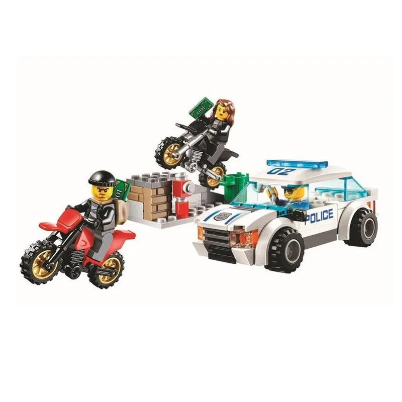 

Motorcycle Pursuit Of Prisoners Urban Police City Building Blocks Bricks Toys Compatible with Lego 60042 Best Gift