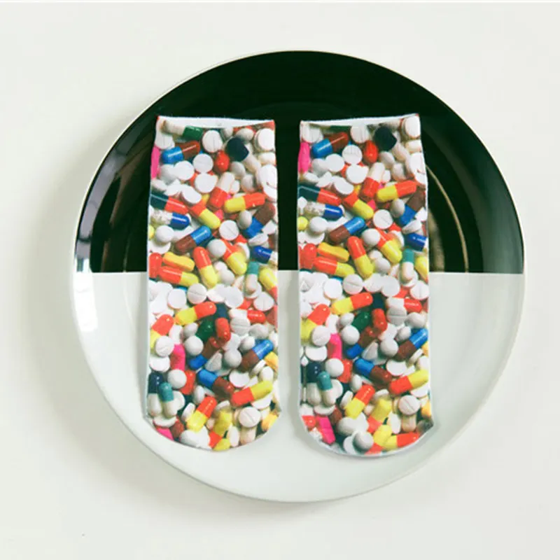 Мужские носки, милые удобные дышащие носки в полоску с 3D принтом, креативные хлопковые носки с рисунком еды, восхитительные носки для еды - Цвет: Зеленый
