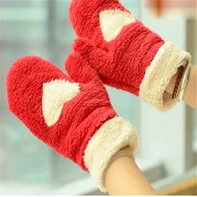 Милые женские зимние толстые теплые мягкие плюшевые Варежки перчатки любовь рождественский подарок
