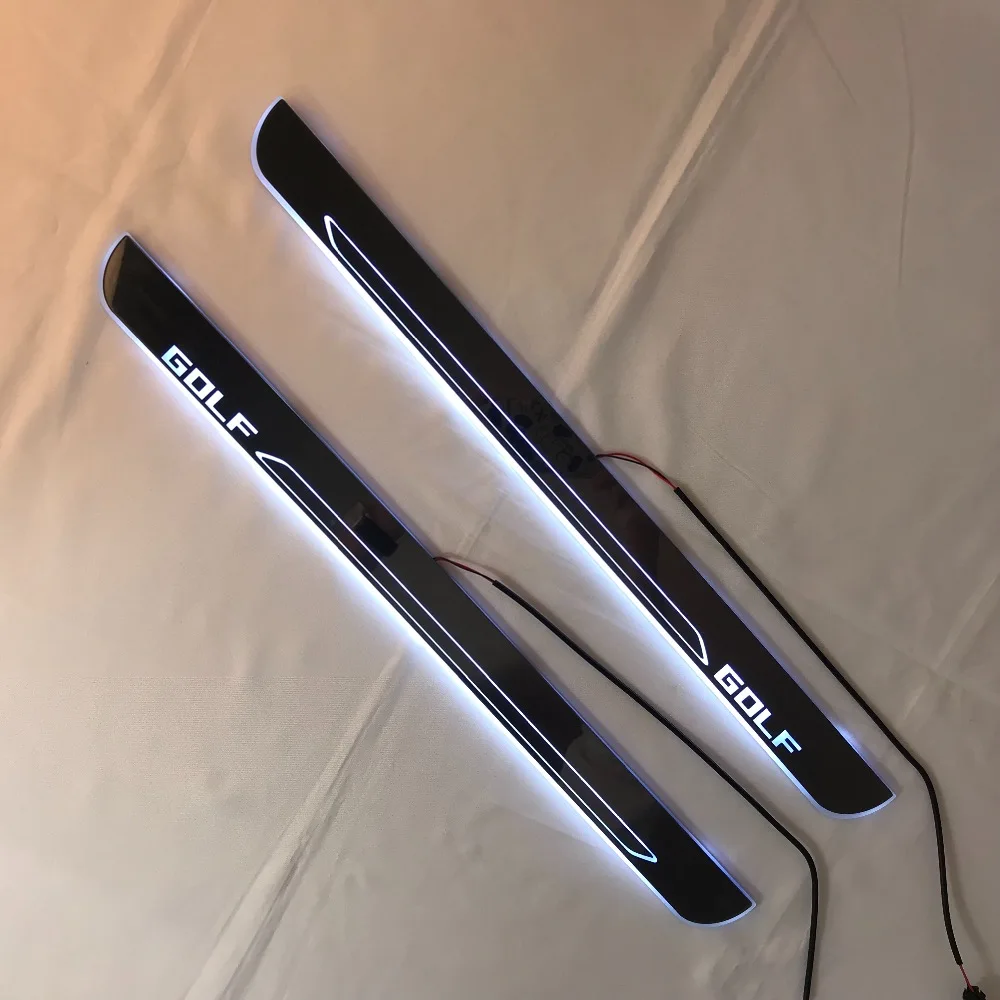 

RQXR led moving door scuff for Volkswagen Golf 4 5 6 7 dynamic door sill plate flat lining overlay Flow/still light, 2pcs