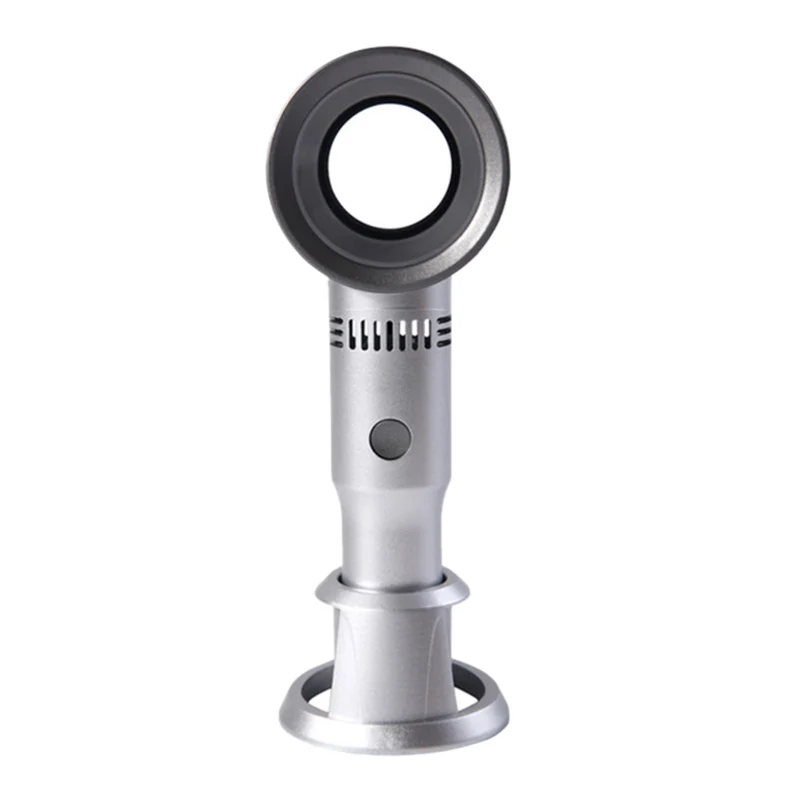 

Usb Rechargeable Detachable Base Portable Fan Three Gears Mini Handheld Leafless Fan Desktop/Desktop Air Cooler With Led Ligth