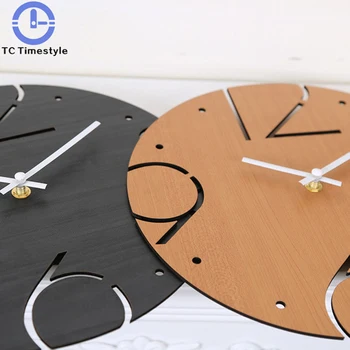 

30 CM Wooden Wall Clocks Simple Round Fun Digital Household charts creative Decoration Big Numbers Artistic Natural