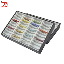 Ювелирные изделия дисплей Prop 40 слотов кожзам отсеки браслет лоток коробка для хранения браслетов держатель Органайзер