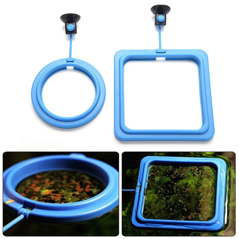 1pc Square/Round Shape Fish Feeder for Fish Tank Floating Feeding Circle for Aquarium Tank Fish-feeding Tool Aquarium Supplies