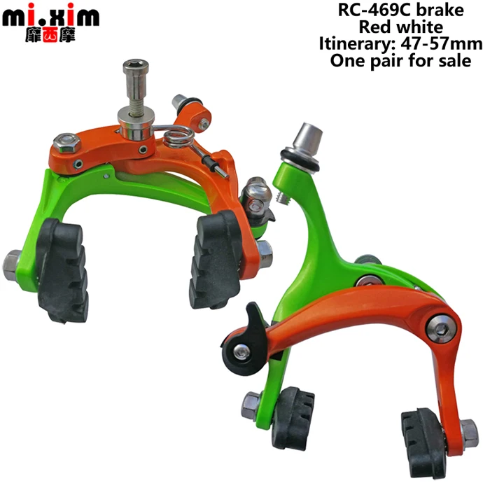 Green orange MI. XIM дорожный сплав Велосипедный тормозной суппорт Набор 47-57 мм доходит Передние Задние велосипедные тормоза велосипедный тормоз Смола 55 мм - Цвет: Green orange