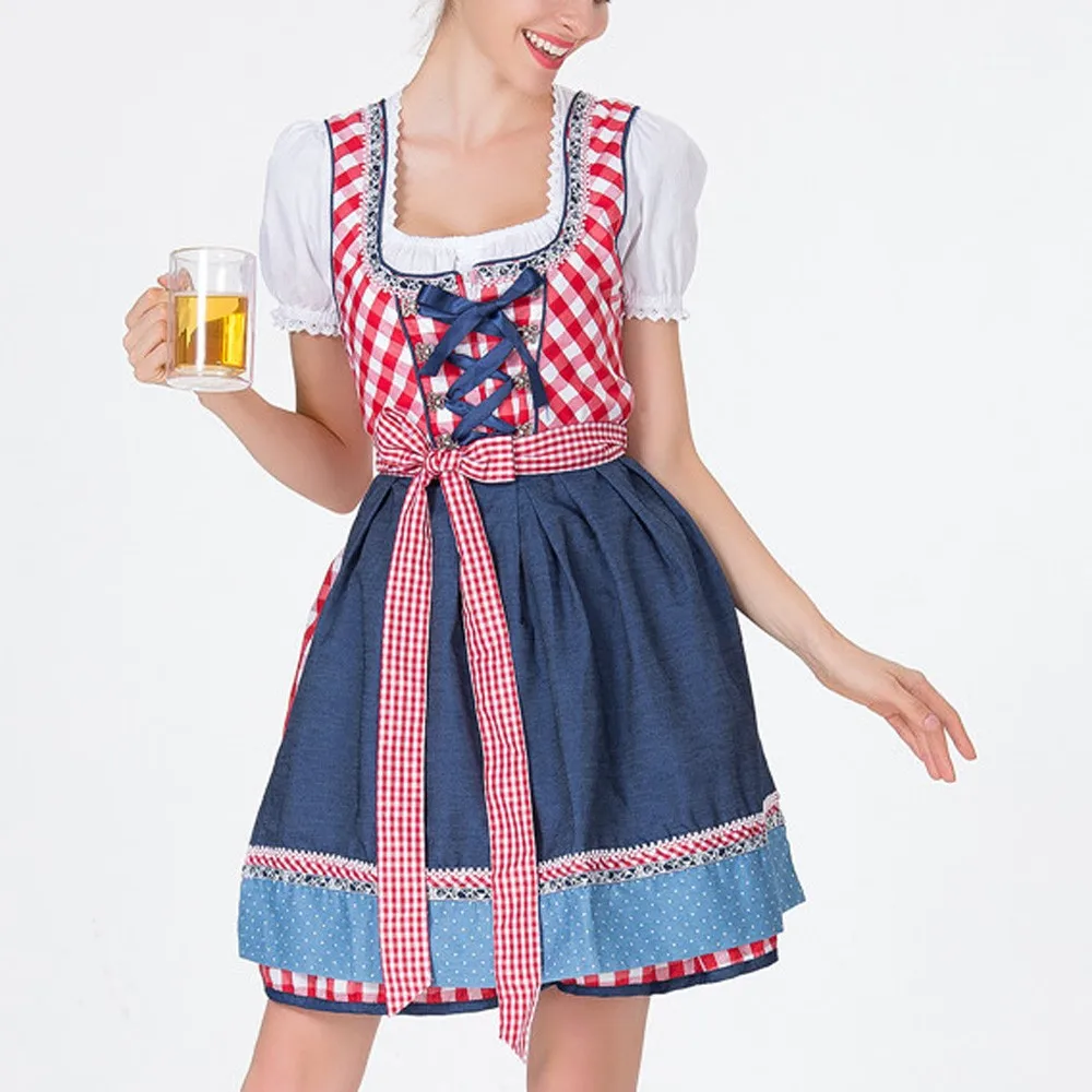 Женское платье Bavaria Oktoberfest костюм горничной переднее со шнуровкой мини платья Dirndl