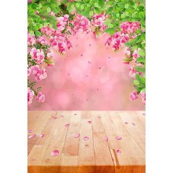 

Vinyl Photography Backdrops Flowers Valentine's Day Wood floor photo background Wedding Backdrops for Photo Studio fotografia